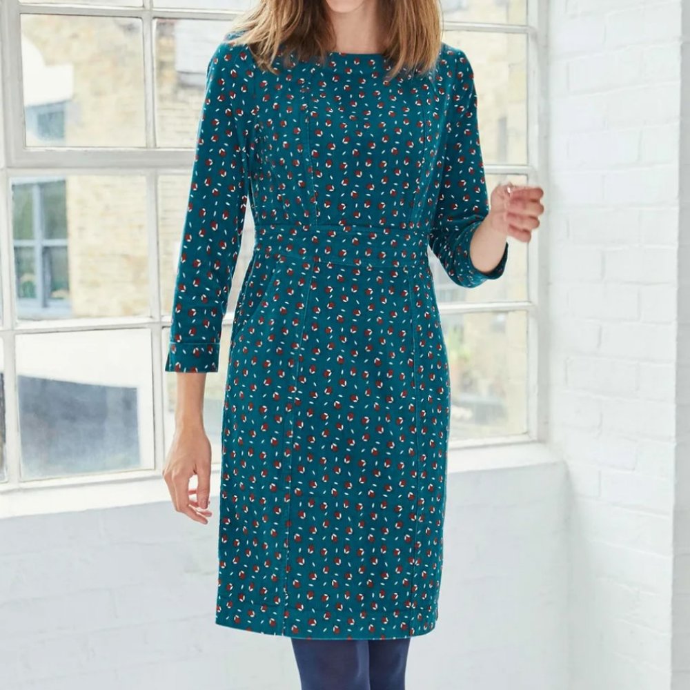 Boden Patterned Corduroy Shift Dress, 8L